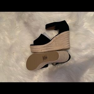 suede open toe wedges